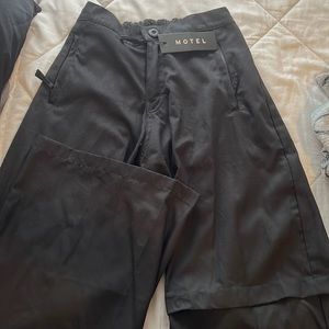 MOTEL EILID WIDE LEG TROUSER IN DRILL BLACK